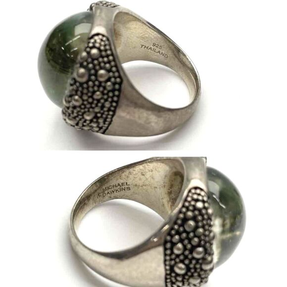 Vintage Michael Dawkins Sterling Silver Starry Night Mother Of Pearl Oval Ring - Picture 3 of 5